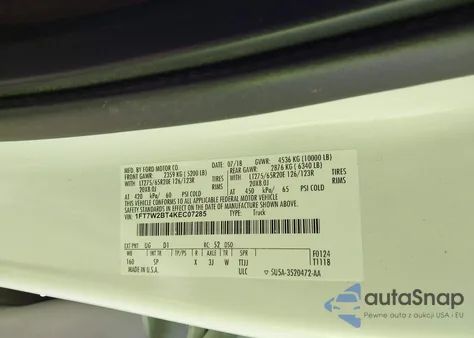 2019 Ford F-250 King Ranch from USA, damaged, VIN 1FT7W2BT4KEC07285